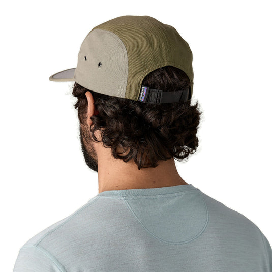 Graphic Maclure Hat worn by model facing away