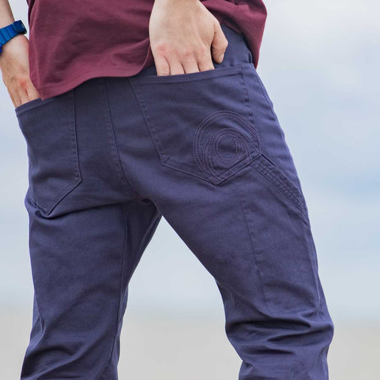3rd Rock Johnson Pant in shark worn by model facing away with both hands in back pockets