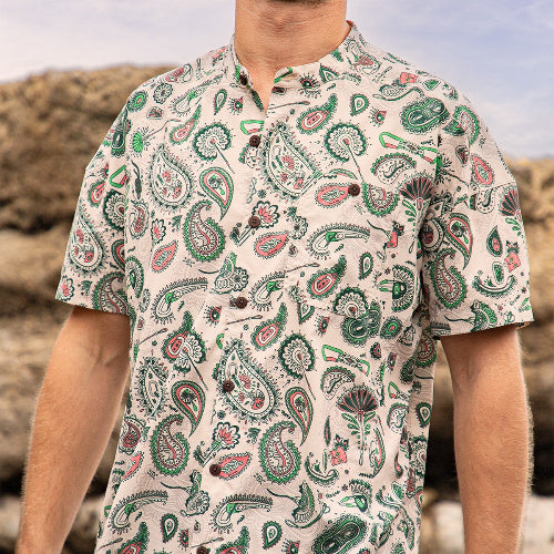 3rd Rock Desi Shirt short in Paisley Tropics - worn by male model