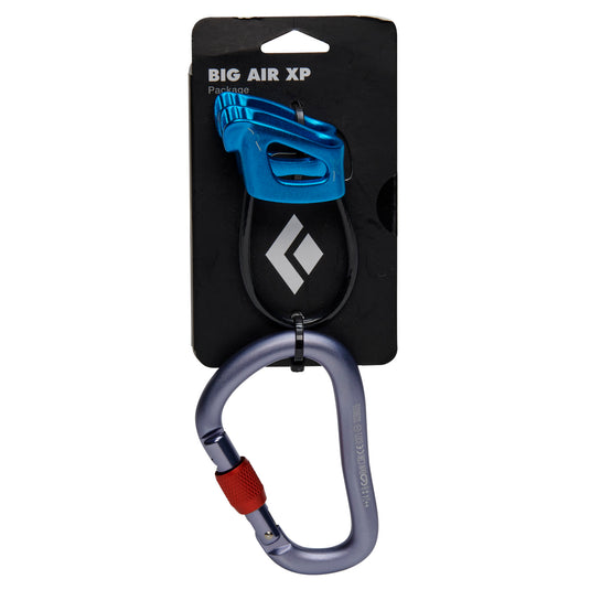 Black Diamond ATC-XP in blue with rocklock screwgate carabiner attached
