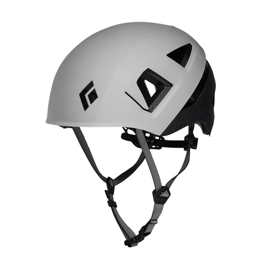 A capitan Helmet by black diamond in Pewter with black chin straps