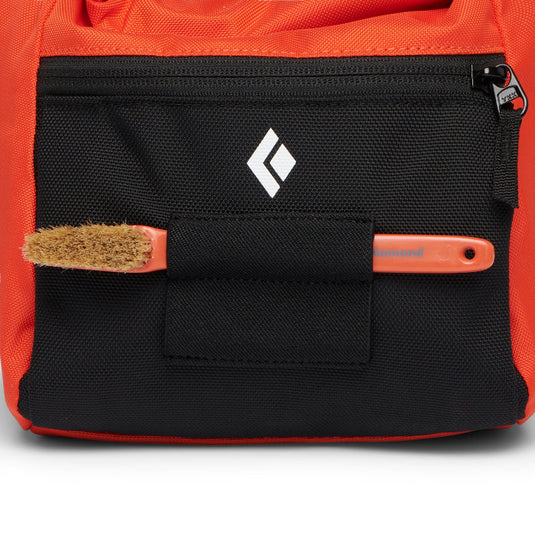 Close up of Black Diamond Team Chalk Pot with Brush in front holder