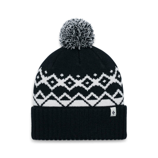 Black Diamond Tom Pom Beanie in Black White