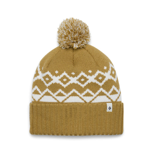 Black Diamond Tom Pom Beanie in Flax White