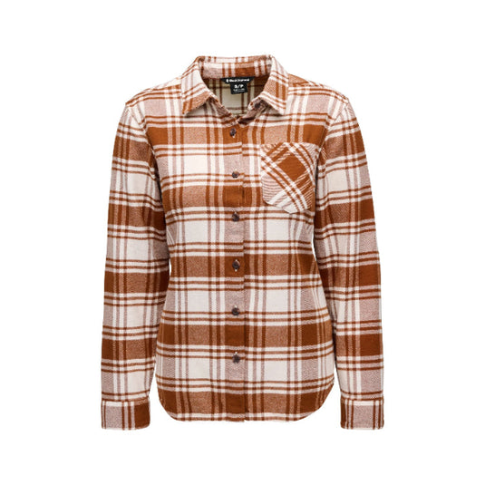 Black Diamonds Women's Project Flannel in Clay-Off white Plaid