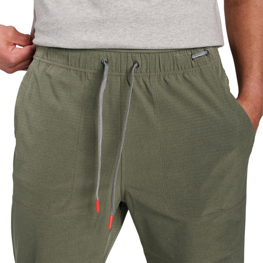Close up of waist on Black Diamond Men's Sequence Pants in Tundra