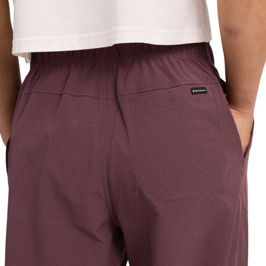 Black Diamond Sequence Pants in Fig model facing away