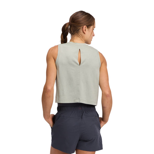 Black Diamond Circuit Tank - Agave worn by model with keyhole design on back