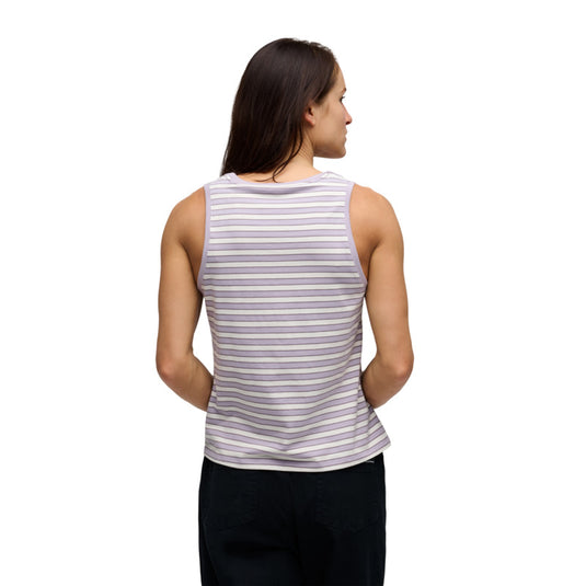 Black Diamond Womens BD Stripe Tank Long in Dusk Violet-Off White-Dark Mauve