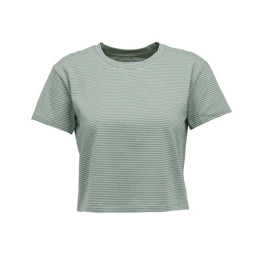 Black Diamond Womens Stripe Crop Tee in foam green - laurel green