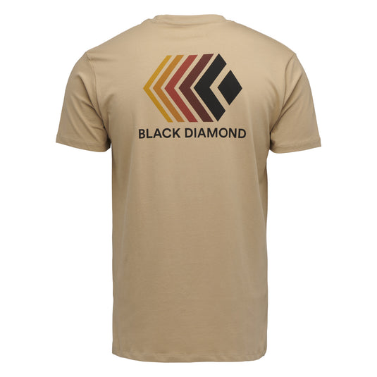 Black Diamond Faded Tee in Khaki - rear view of BD logo