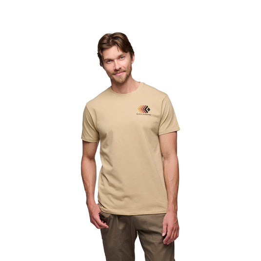 Black Diamond Faded Tee in Khaki - front view - worn by model facing camera