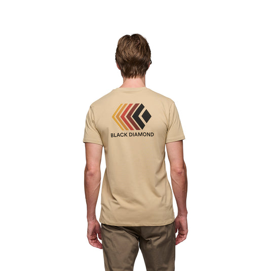 Black Diamond Faded Tee in Khaki - rear view - worn by model facing away