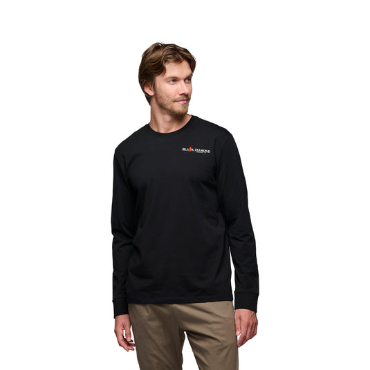 Men's Heritage Wordmark Long Sleeve Tee - in black - worn by model facing camera