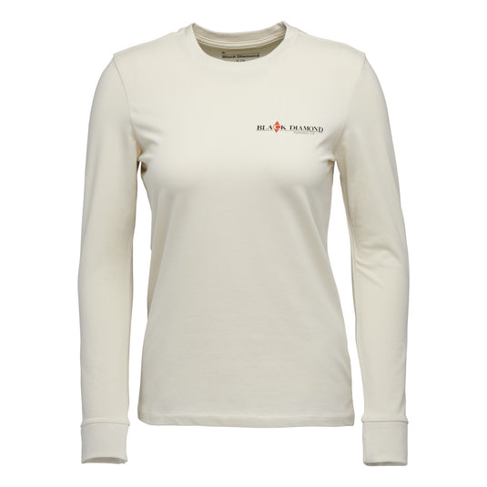 Black Diamond Womens Heritage Wordmark Long Sleeve Tee in off white