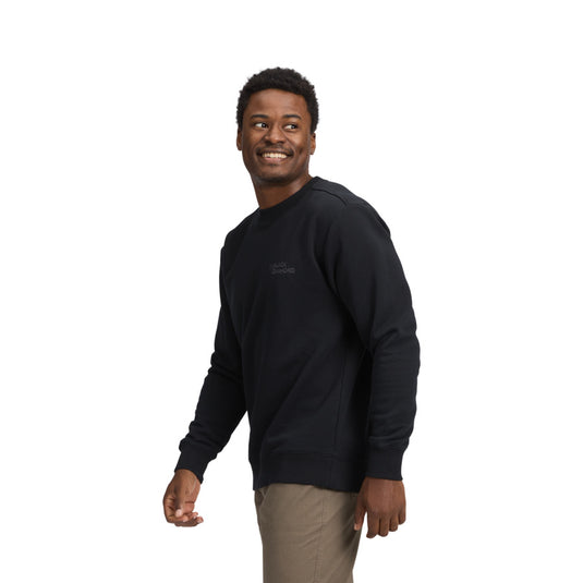 Black Diamond Men's Mini Stacked Crewneck in Black worn by model turned to side