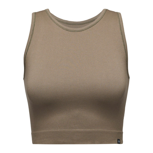 Black Diamond Seamless Rib Tank Cropped Vest in brown in wallnut