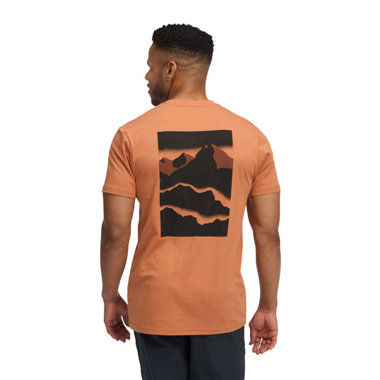 Black Diamond Mens Mountainscape Short Sleeve Tee in Moab Brown - worn by model facing away