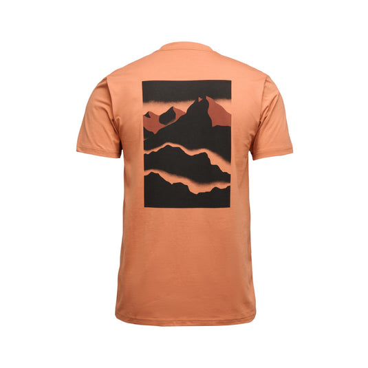 Black Diamond Mens Mountainscape Short Sleeve Tee in Moab Brown - close up of mountain graphic
