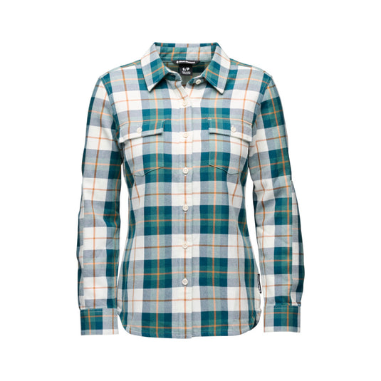 Black Diamonds Women's Project Twill Long Sleeve Shirt in Raging Sea-Henna