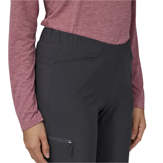 Patagonia Womens Chambeau Rock Pants in black worn on model close up of waist