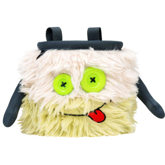 8B+ AJ Chalk bag, white and green fur design with green eyes