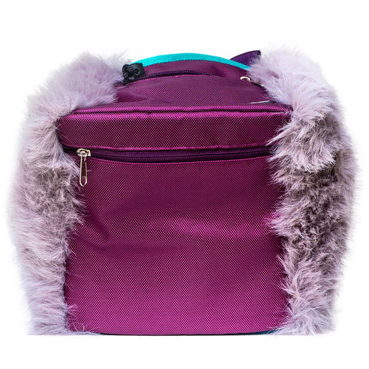 8b+ Angus Chalk Bucket in purple fur design showing base zip pocket