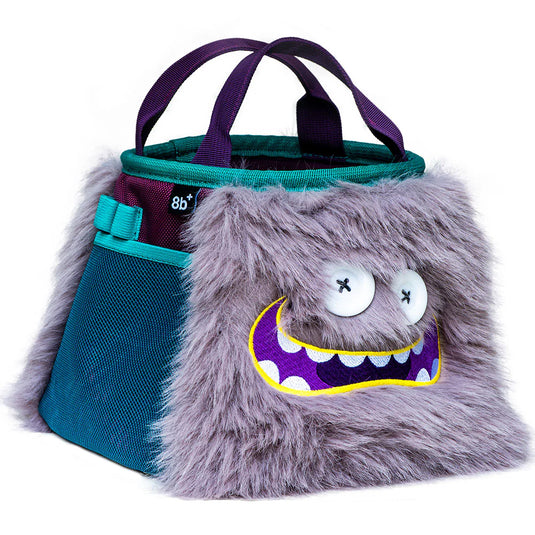 8b+ Angus Chalk Bucket in purple fur design showing mesh pocket