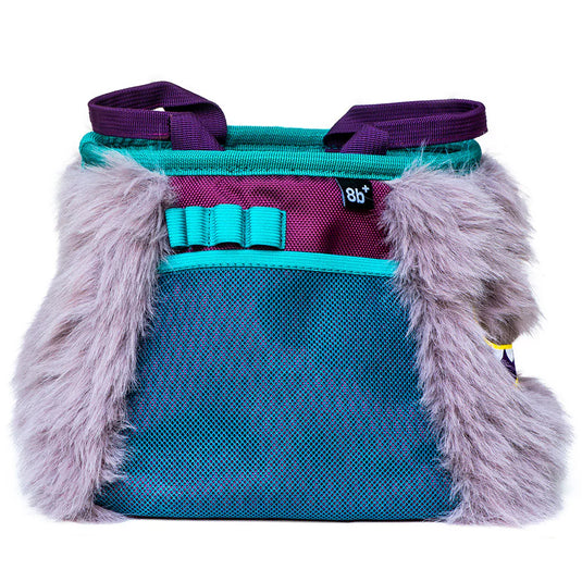 8b+ Angus Chalk Bucket in purple fur design showing side mesh pocket