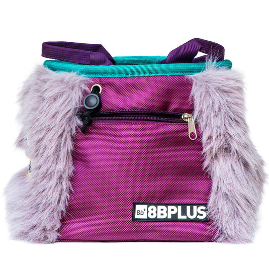 8b+ Angus Chalk Bucket in purple fur design showing side zip pocket