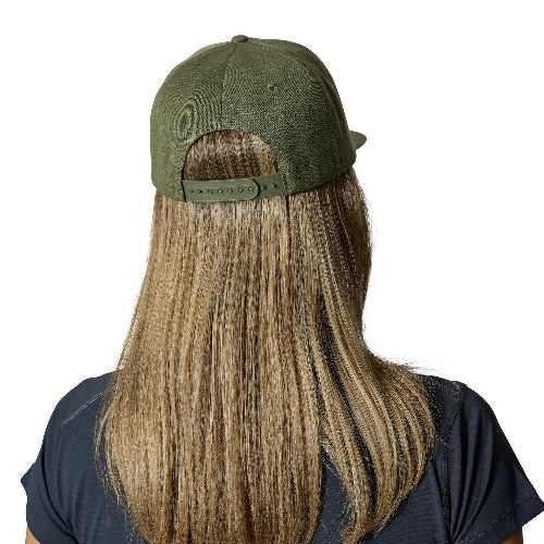 Rab Axion Badge Cap in Army Light Khaki worn on model facing away