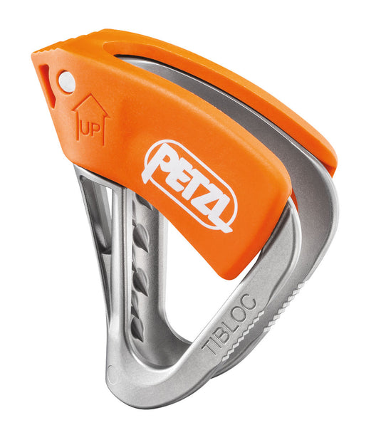Petzl Tibloc Ascender in Orange and steel gray.