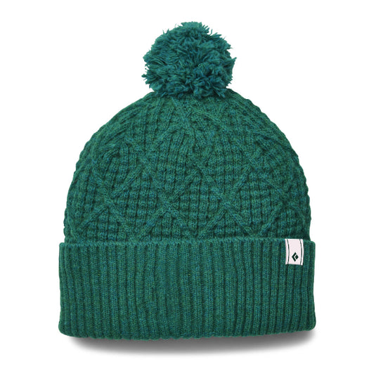 Black Diamond Cable Cuff Pom Beanie - Laurel Green