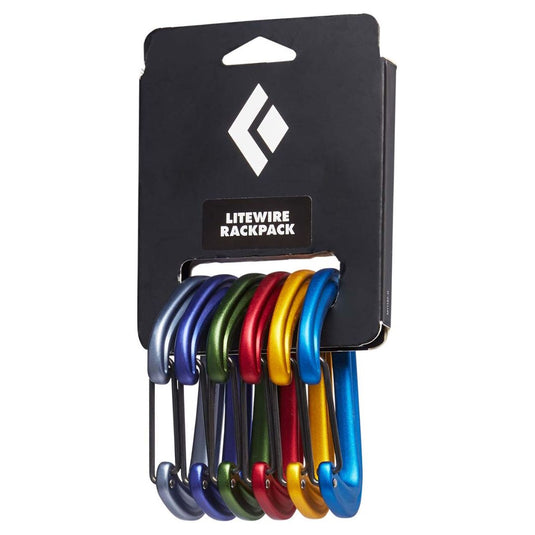 Black Diamond Litewire Carabiner - 6-pack in various colours - Grey, Purple, Green, Red, Yellow and Blue