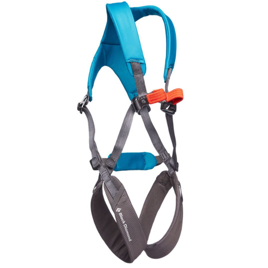 Black Diamond Full Body Harness for Kids in blue and grey