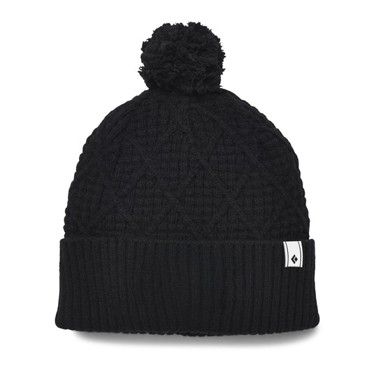 Black Diamond Cable Cuff Pom Beanie - Black