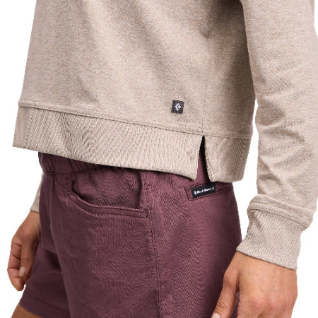 Women's Circuit Midlayer Hoody in moonstone worn by model - close up of split hem