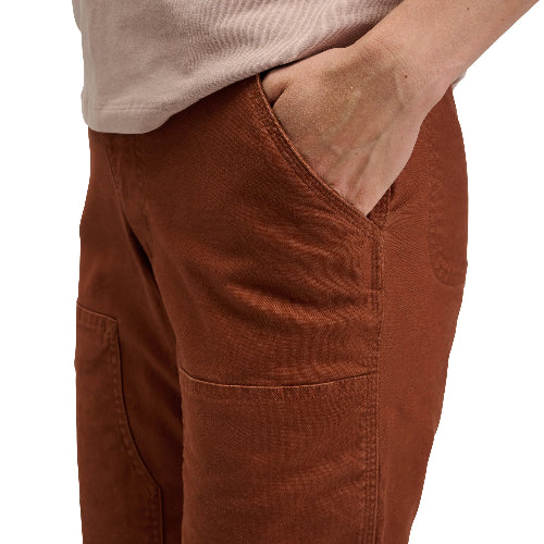 Black Diamond Women's Dogma Pants in Clay worn by model - close up of front pockets