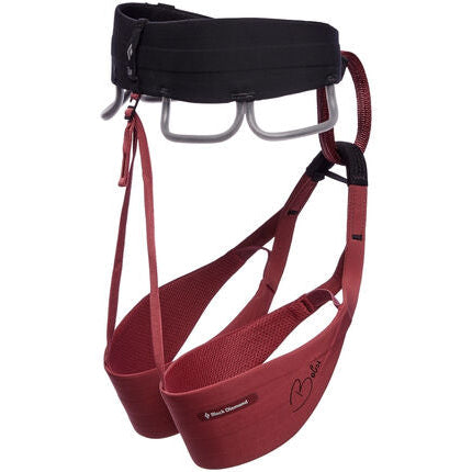 Black Diamond Solution Harness Babsi edition with black waistband and coral leg loops.