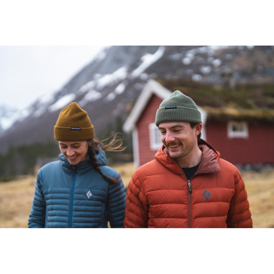 Black Diamond Fisherman Beanie - in flax and tundra worn by models