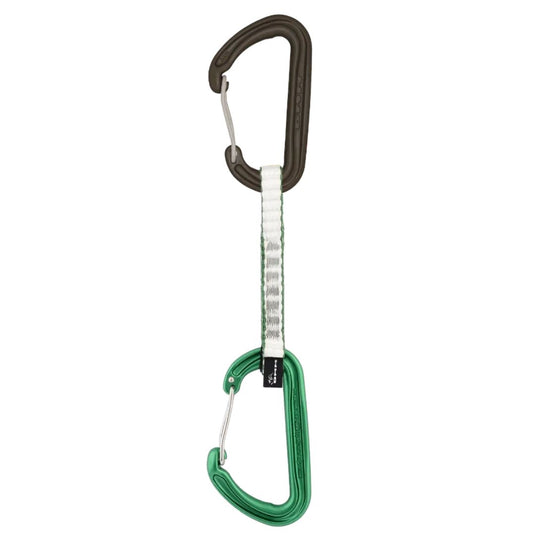 DMM Spectre Quickdraw - single 12cm - with grey and green wiregates and green sling.