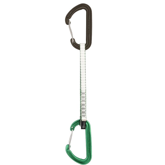 DMM Spectre Quickdraw - single 18cm - with grey and green wiregates and green sling.