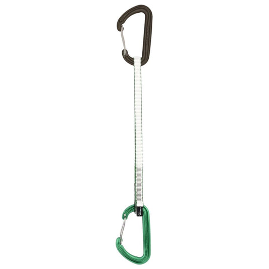 DMM Spectre Quickdraw - single 25cm - with grey and green wiregates and green sling.