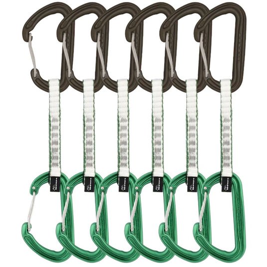 DMM Spectre Quickdraw - 6 pack 12cm - with grey and green wiregates and green sling.