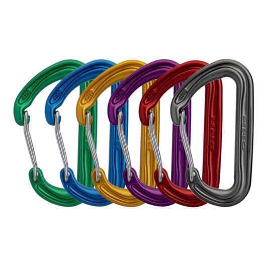 DMM Spectre 6-pack carabiner, in green, blue, yellow, purple, red and gray