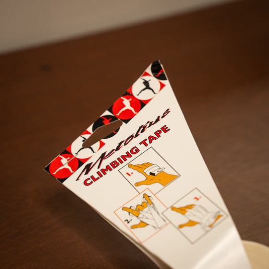 Close up of the usage instructions for Metolius Climbing Tape.
