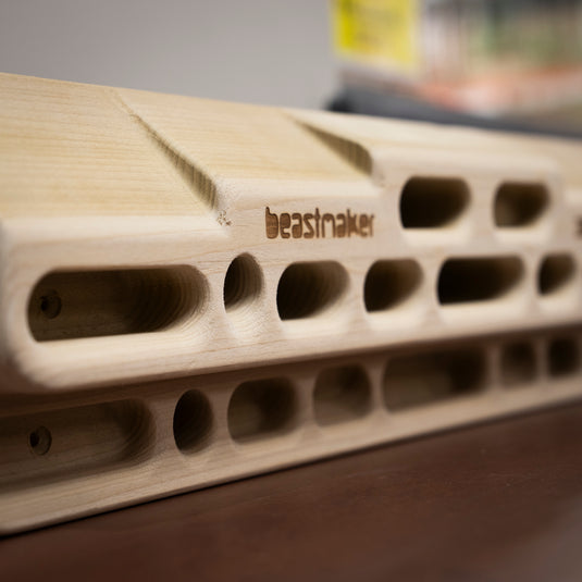 close up of Beastmaker 2000 wooden training board