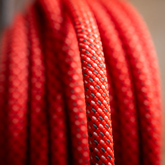 Close up of Petzl 9.2mm Volta Rope in Bright orange