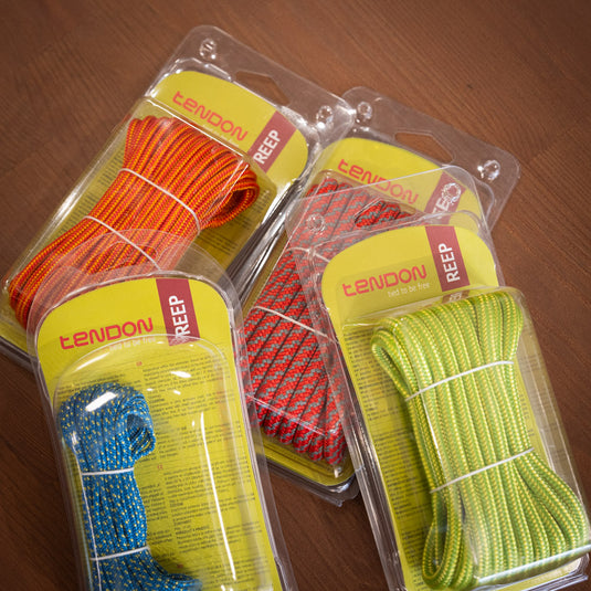 Various sizes and width of Tendon Cord in red, orange, green and blue