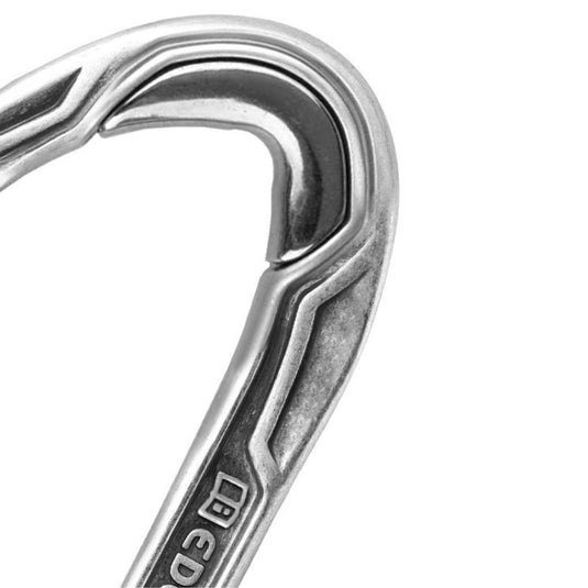 Close up of the steel insert on Edelerid Bulletproof Screwgate carabiner